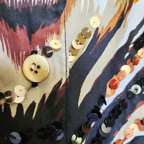 Diane Gilman Black and Brown Leopard Button Down Shirt - Picture 9 of 14